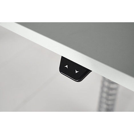Schäfer Shop Genius Bureautafel PLANOVA ergoSTYLE, C-poot, rechthoek, tweetraps elektr. in hoogte verstelbaar, B 2000 x D 800 x H 645-1305 mm, ahorndecor/blank aluminium