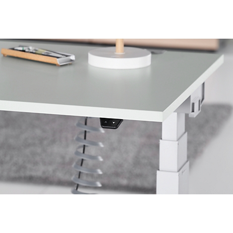 Schäfer Shop Genius Bureautafel PLANOVA ergoSTYLE, C-poot, rechthoek, tweetraps elektr. in hoogte verstelbaar, B 2000 x D 800 x H 645-1305 mm, ahorndecor/blank aluminium