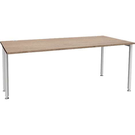 Schäfer Shop Genius Schreibtisch MODENA FLEX, Breite 1800 mm, einseitig verkürzt, Eiche/weißaluminium