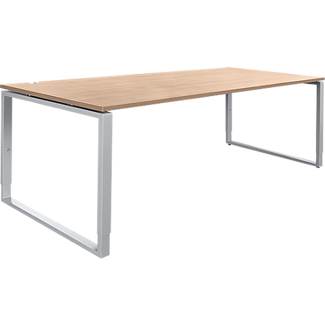 Schreibtisch, höheneinstellbar, Rechteckform, Bügelfuß, Breite 1200