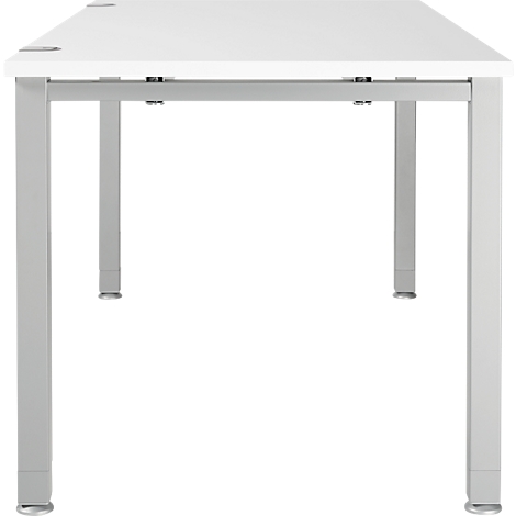 Schäfer Shop Genius Table de conférence MODENA FLEX, carrée, 4 pieds en tube carré, L 800 x P 800 x H 720-840 mm, gris clair/aluminium blanc RAL 9006