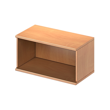 A rectangular, open wooden shelf in light brown, freestanding, with clear lines.