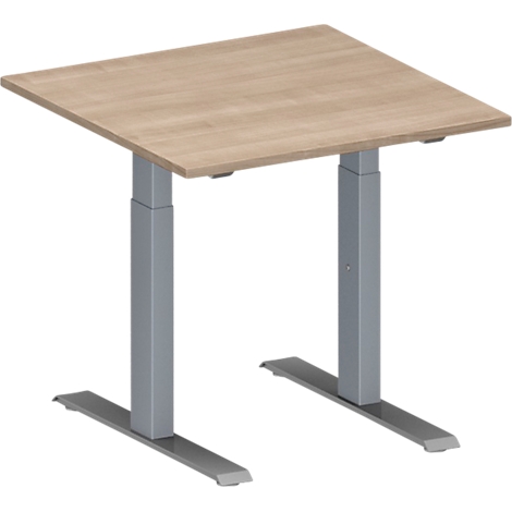 Schäfer Shop Genius vergadertafel MODENA FLEX, vierkant, T-poot rechthoekige buis, B 800 x D 800 x H 650-850 mm, eiken decor/blank aluminium RAL 9006