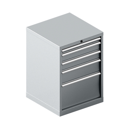 Schäfer Shop Pure armoire à tiroirs 27-27, 5 tiroirs, jusqu'à 200 kg, L 564 x P 572 x H 800 mm, aluminium blanc / aluminium blanc