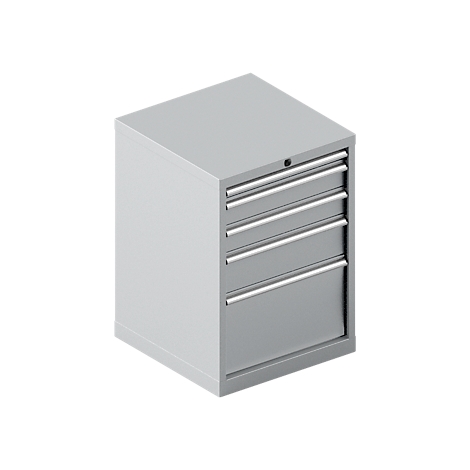 Schäfer Shop Pure ladekast 27-27, 5 laden, tot 75 kg, B 564 x D 572 x H 800 mm, wit-aluminium/wit-aluminium