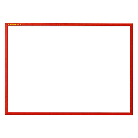 Roter Rahmen mit weißem Hintergrund. Am oberen linken Rand steht SCHÄFER SHOP.