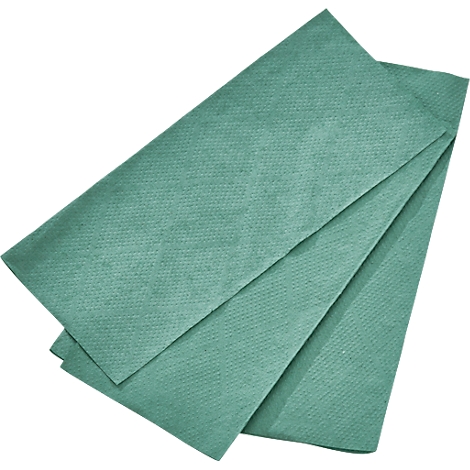 Three green paper napkins lying on top of each other.