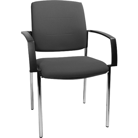 Gray office chair with armrests and metal legs.