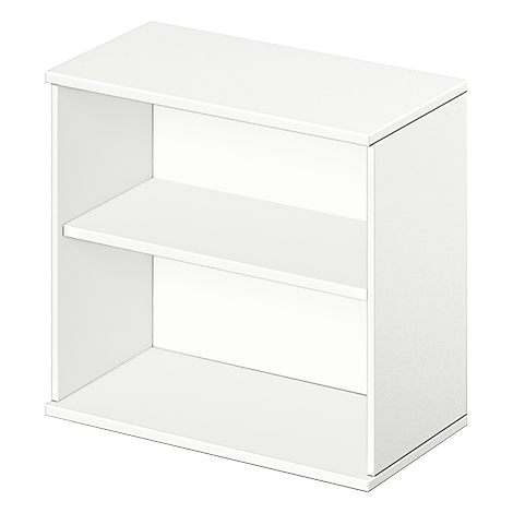 White wall shelf with two compartments. The shelf has a rectangular shape and is shown against a white background.