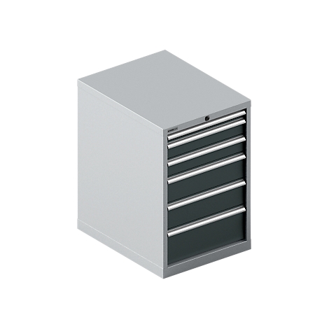 Schäfer Shop Select Armoire à tiroirs 27-36 , 6 tiroirs, jusqu'à 75 kg, l. 564 x P 725 x H 850 mm, gris anthracite/alu blanc