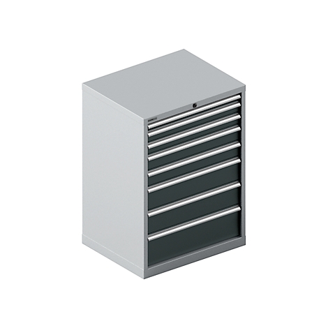 Schäfer Shop Select Armoire à tiroirs 36-27, 8 tiroirs, jusqu'à 200 kg, L 717 x P 572 x H 1000 mm, alu blanc/gris anthracite