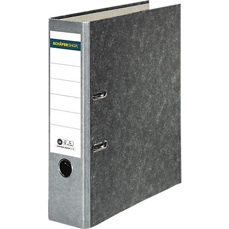 Grey binder with white label and writing. "Schäfer Shop" is written on the front.