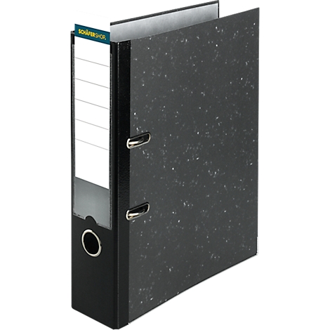 Black binder with gray dots, 'SCHÄFERSHOP' label, open pages.
