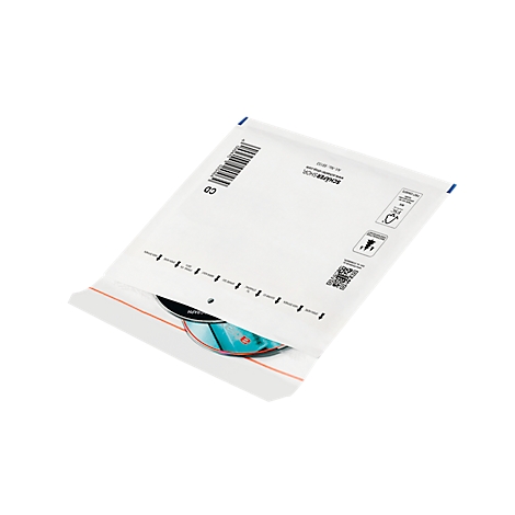 White mailer with CD, red border and barcode.