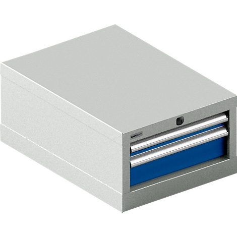 Schäfer Shop Select cajonera 18-27, 2 cajones (H 50/100mm), hasta 200 kg, A 411 x P 572 x H 250 mm, azul genciana/gris claro