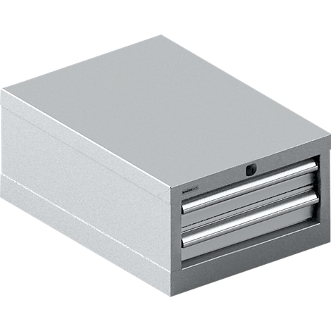 Schäfer Shop Select cajonera 18-27, 2 cajones (H 75/75mm), hasta 200 kg, A 411 x P 572 x H 250 mm, aluminio blanco/aluminio blanco