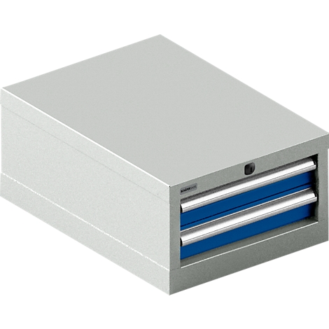 Schäfer Shop Select cajonera 18-27, 2 cajones (H 75/75mm), hasta 200 kg, A 411 x P 572 x H 250 mm, azul genciana/gris claro