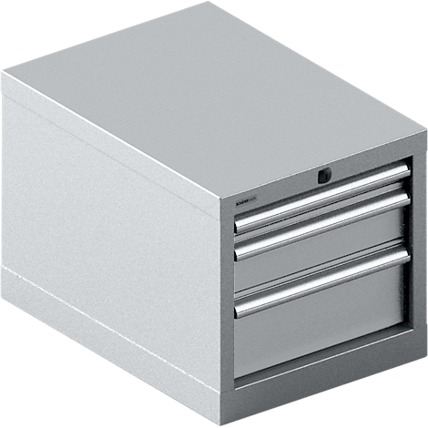 Schäfer Shop Select cajonera 18-27, 3 cajones (H 50/100/150mm), hasta 200 kg, A 411 x P 572 x H 400 mm, aluminio blanco/aluminio blanco