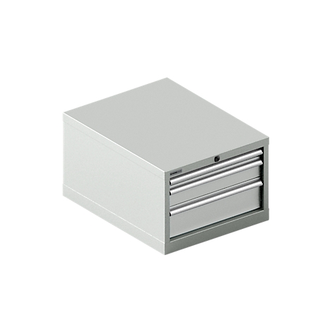 Schäfer Shop Select cajonera 27-36, 3 cajones, hasta 200 kg, ancho 564 x fondo 725 x alto 400 mm, gris claro/gris claro
