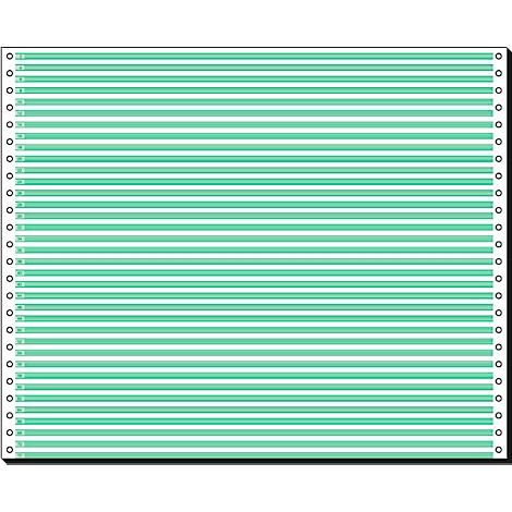 A checkered sheet with horizontal green and white lines. Perforations can be seen on the left and right sides.