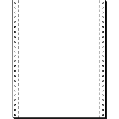 Sheet of paper with perforated edges, white.