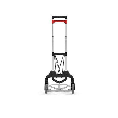 Schäfer Shop Select Diable, capacité 60 kg, pliable, sangle de serrage élastique, 2 roues fixes, aluminium/plastique, rouge-noir-argenté