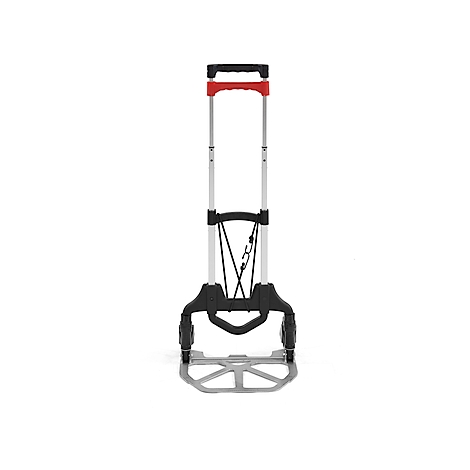 Schäfer Shop Select Diable, capacité 60 kg, pliable, sangle de serrage élastique, 2 roues fixes, aluminium/plastique, rouge-noir-argenté