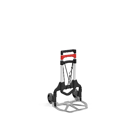 Schäfer Shop Select Diable, capacité 60 kg, pliable, sangle de serrage élastique, 2 roues fixes, aluminium/plastique, rouge-noir-argenté