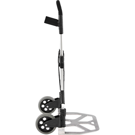 Schäfer Shop Select Diable, capacité de charge 200 kg, pliable, poignées pivotantes, sangle de serrage, 2 roues fixes, aluminium/plastique, rouge-noir-argenté