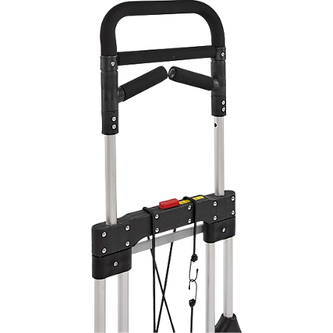 Schäfer Shop Select Diable, capacité de charge 200 kg, pliable, poignées pivotantes, sangle de serrage, 2 roues fixes, aluminium/plastique, rouge-noir-argenté