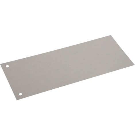 Gray, rectangular metal sheet with two holes.