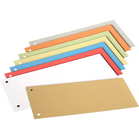 Cardboard corner protection strips of various colors overlapping.