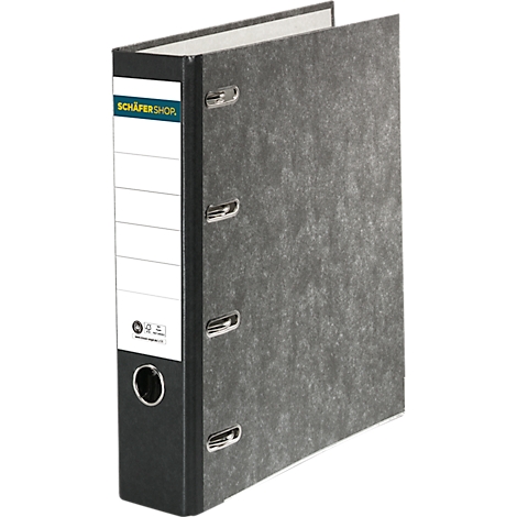 Grey file folder, opened, with a white label and lettering.