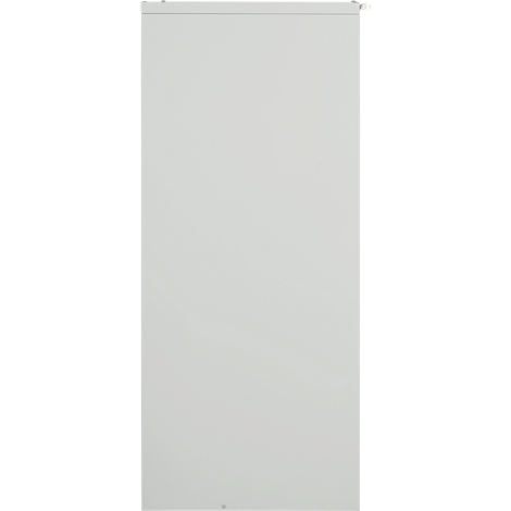 Light gray, rectangular sunshade hanging from the ceiling.