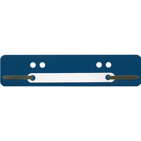 Blue plastic file accessory with two white circles on the left and right.
