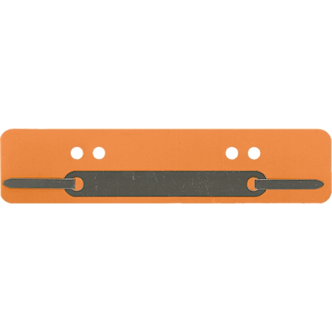 Rectangular orange object with two holes and a gray element in the middle.