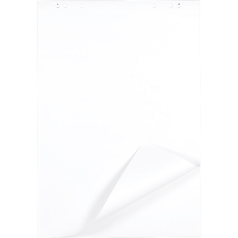 White paper with rounded corner. There are holes at the top for filing.