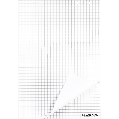 A white graph paper sheet, one corner is folded. At the bottom right is written "SCHÄFER SHOP".