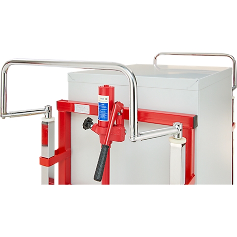 Schäfer Shop Select Hydraulischer Hubtransporter, Hubhöhe 250 mm, bis 1800 kg, Stahl, rot