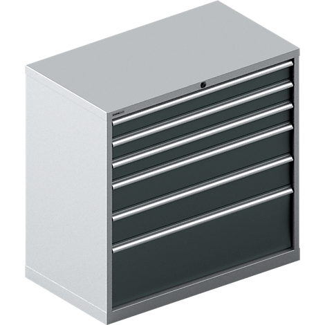 Schäfer Shop Select Ladekast SCHÄFER 54-27, 6 laden, tot 200 kg, B 1023 x D 572 x D 572 x H 1000 mm, wit aluminium/antracietgrijs.