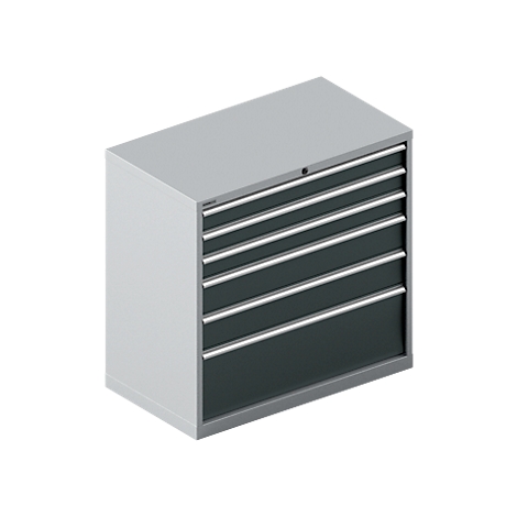 Schäfer Shop Select Ladekast SCHÄFER 54-27, 6 laden, tot 75 kg, B 1023 x D 572 x D 572 x H 1000 mm, wit aluminium/antracietgrijs.