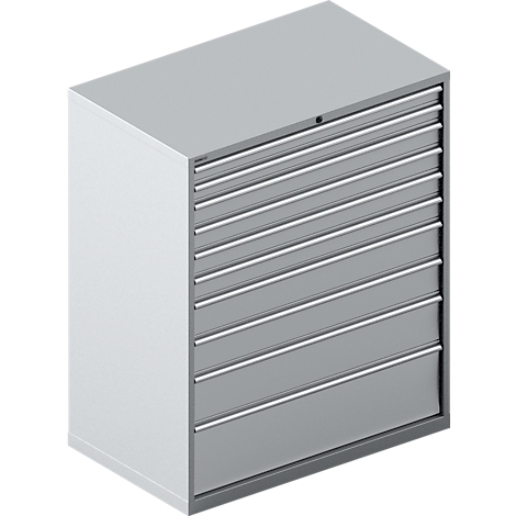 Schäfer Shop Select Ladekast SCHÄFER 64-36, 10 laden, tot 200 kg, B 1193 x D 725 x H 1450 mm, wit aluminium.