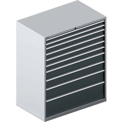 Schäfer Shop Select Ladekast SCHÄFER 64-36, 10 laden, tot 200 kg, B 1193 x D 725 x H 1450 mm, wit aluminium/antracietgrijs.
