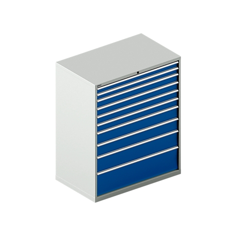 Schäfer Shop Select Ladekast SCHÄFER 64-36, 10 schuifladen, tot 75 kg, B 1193 x D 725 x H 1450 mm, lichtgrijs/gentiaanblauw