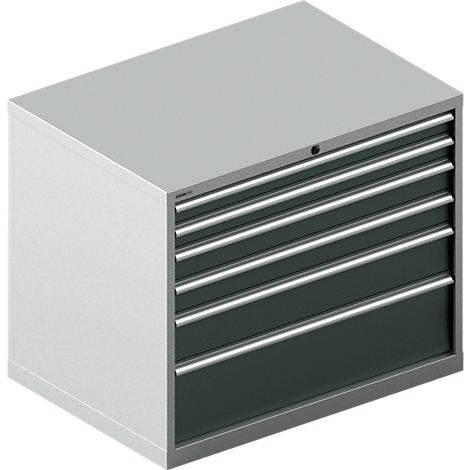 Schäfer Shop Select Ladekast SCHÄFER 64-36, 7 laden, tot 200 kg, B 1193 x D 725 x H 1000 mm, wit aluminium/antracietgrijs.