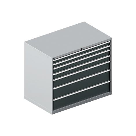 Schäfer Shop Select Ladekast SCHÄFER 64-36, 7 schuifladen, tot 75 kg, B 1193 x D 725 x H 1000 mm, blank aluminium/antracietgrijs