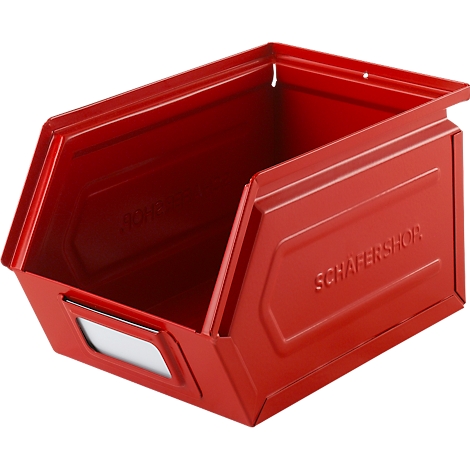 Schäfer Shop Select magazijnbak met open voorzijde, staal, L 238 x B 149 x H 128 mm, 3,5 l, 8 kg, RAL 3000 (vuurrood)