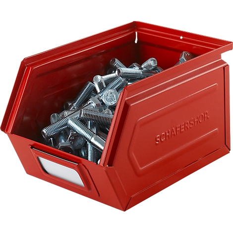 Schäfer Shop Select magazijnbak met open voorzijde, staal, L 238 x B 149 x H 128 mm, 3,5 l, 8 kg, RAL 3000 (vuurrood)