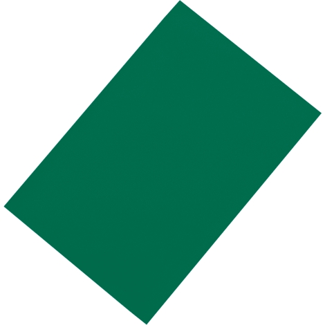 A green, rectangular object is placed diagonally against a white background.