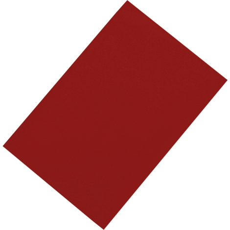 A red, rectangular object lying slightly askew on a white background.